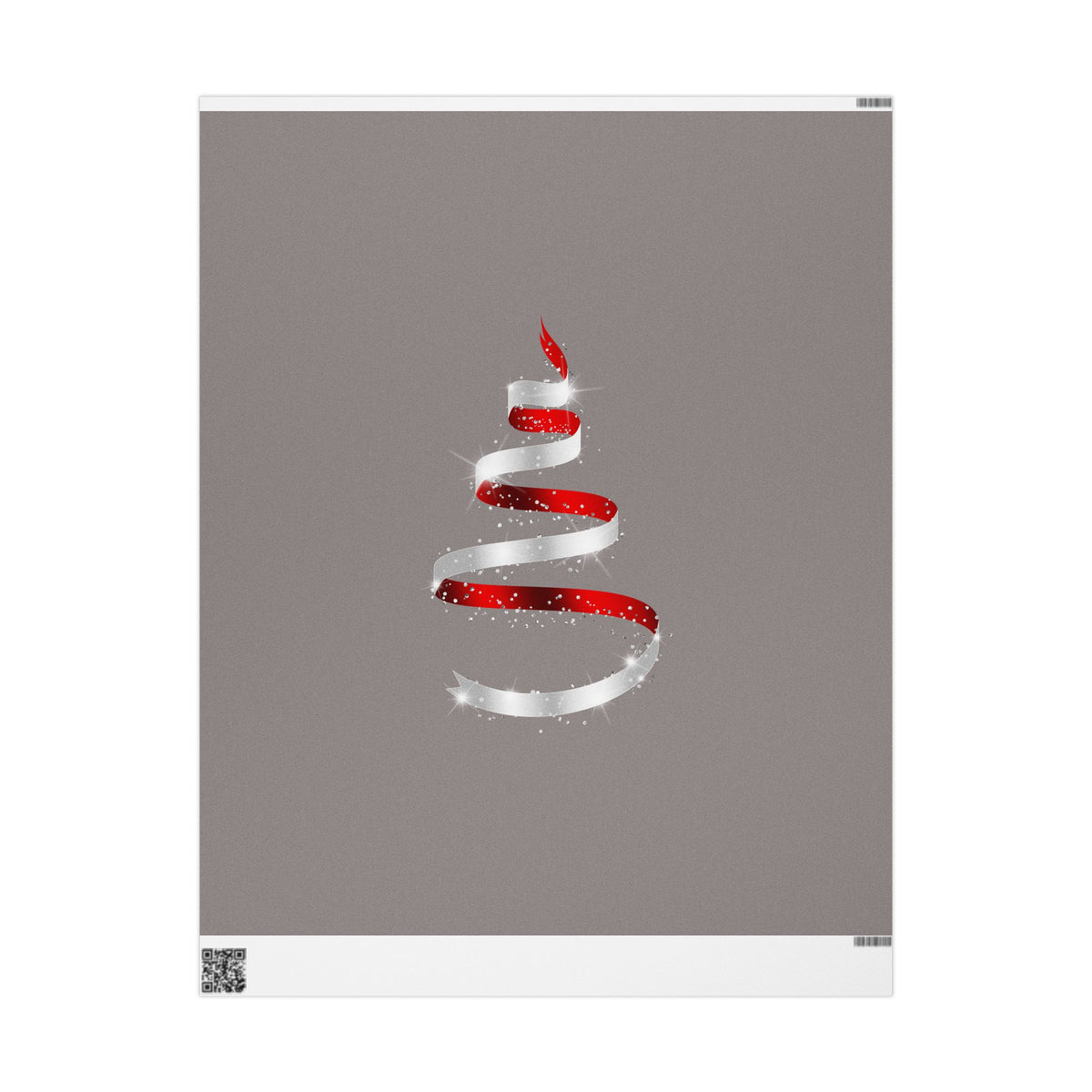 Christmas Tree Stripe Wrapping Paper Roll — Minimal Red & White Holiday Gift Wrap