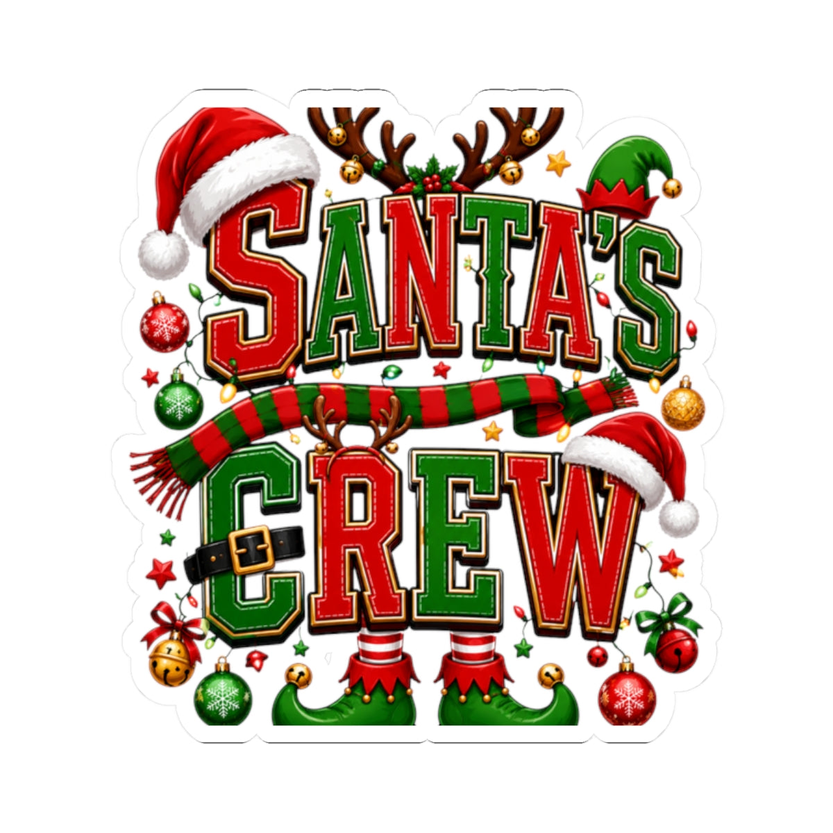 Santa’s Crew Christmas Sticker — Festive Kiss-Cut Holiday Decal