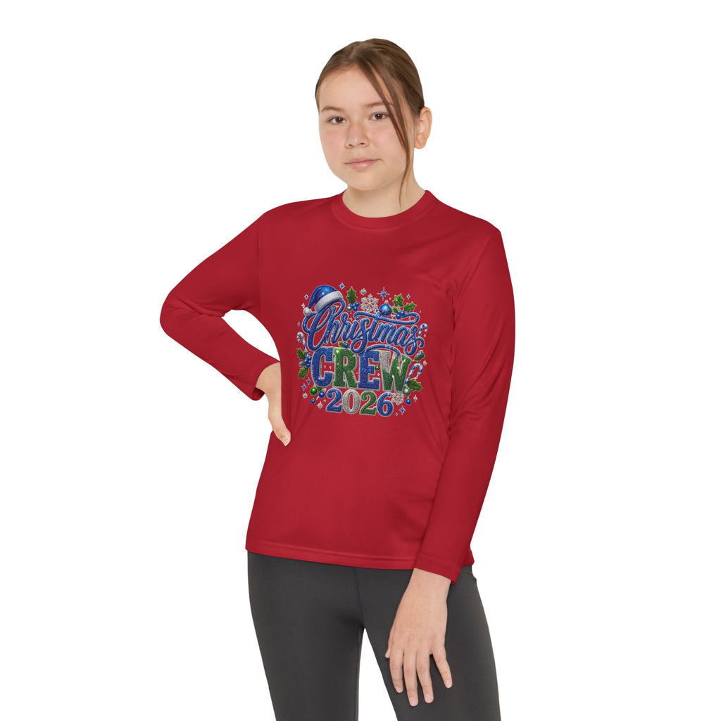 Youth Long Sleeve Tee — "Christmas Crew 2026" Holiday Shirt