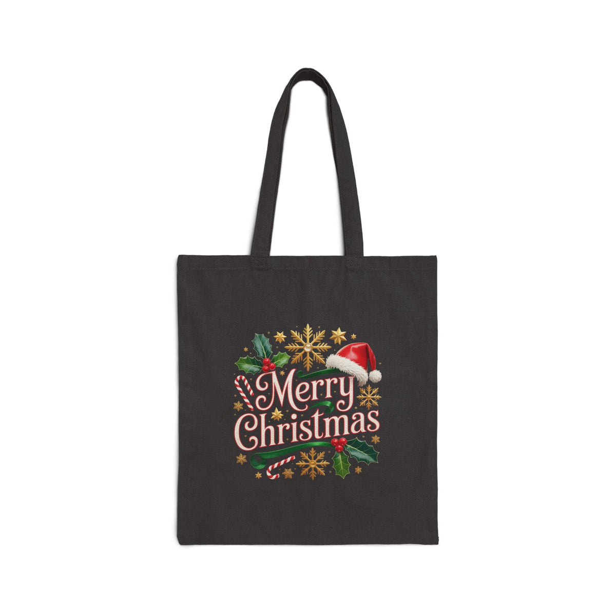 Christmas Tote Bag — 'Merry Christmas' Holiday Canvas Shopping Bag