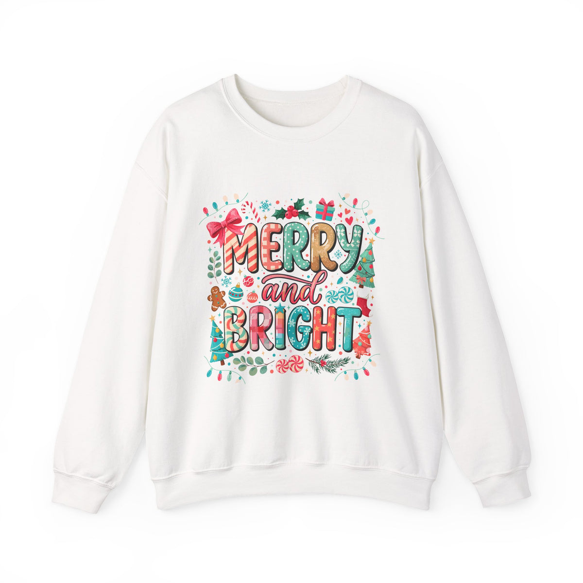 Merry and Bright Sweatshirt — Christmas Holiday Crewneck