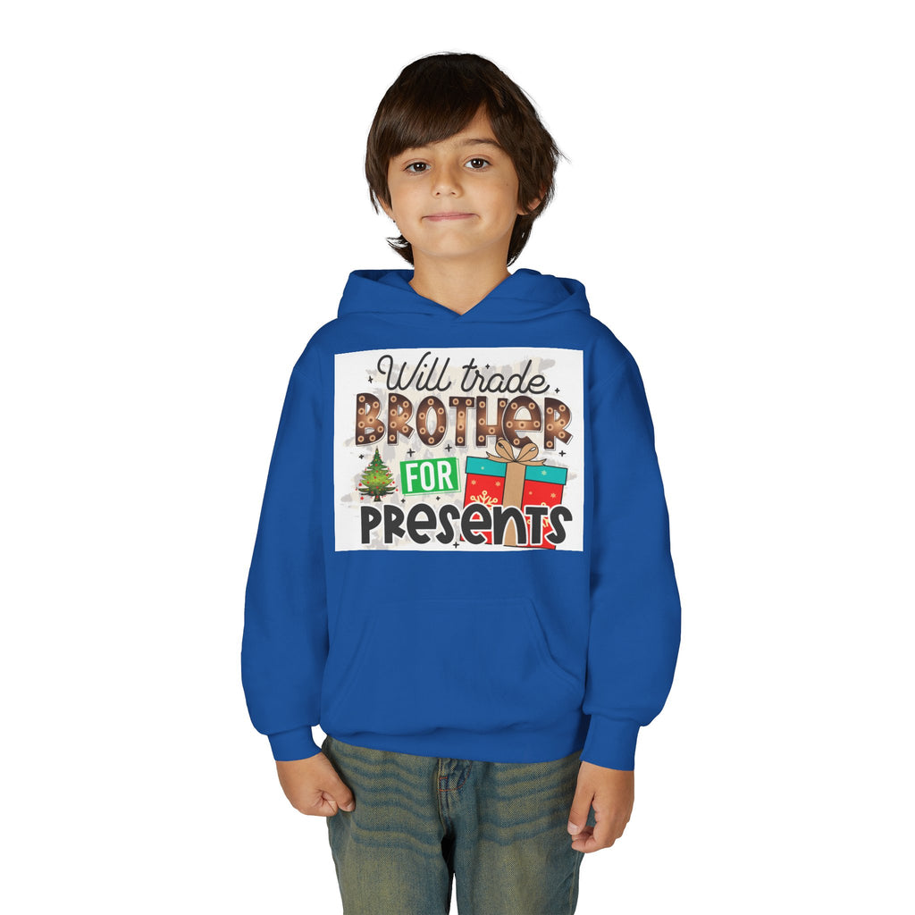 Kid’s Christmas Hoodie - "Will Trade Brother for Presents" Holiday Sweatshirt