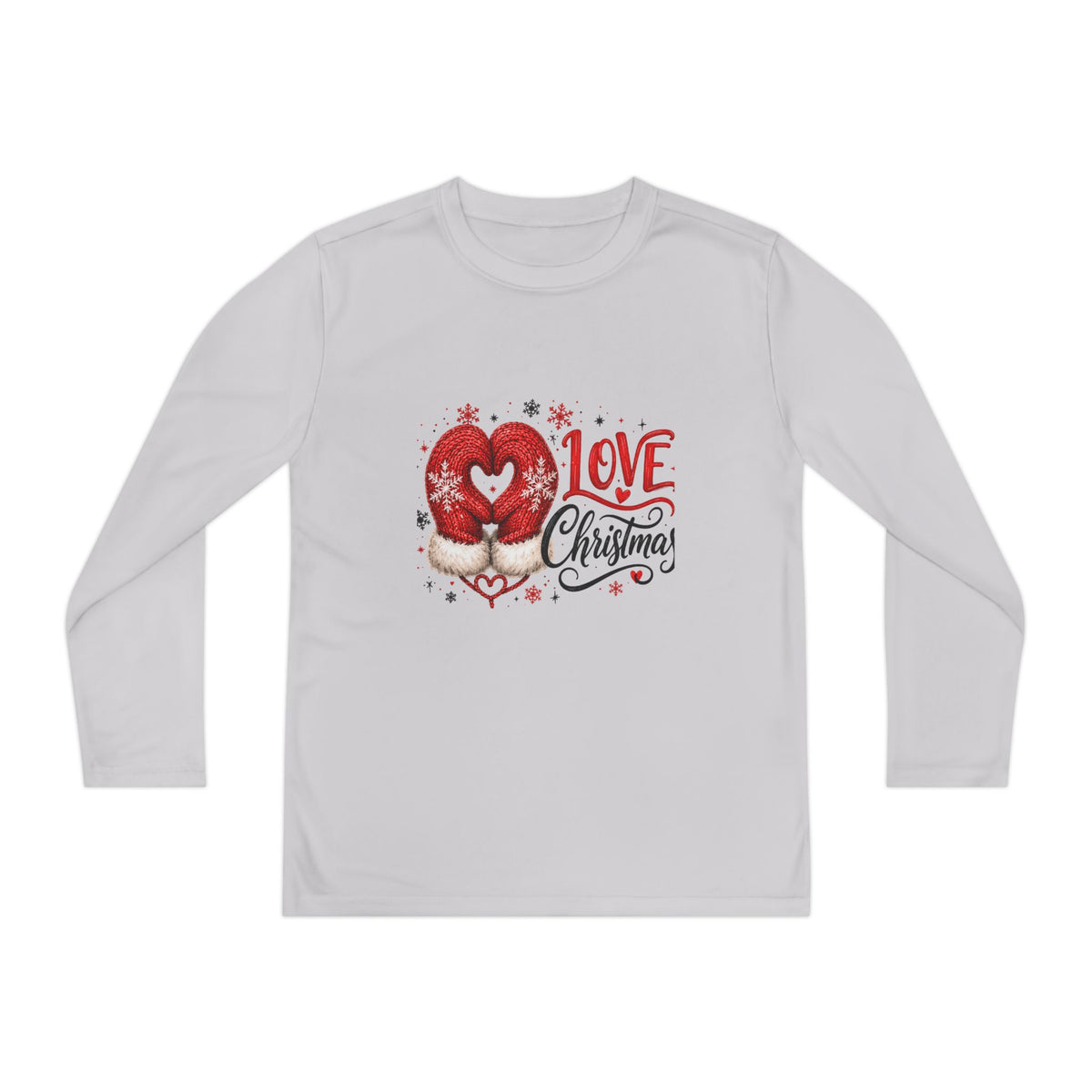 Youth Long Sleeve Tee - "Love Christmas" Festive Heart Gnome Design