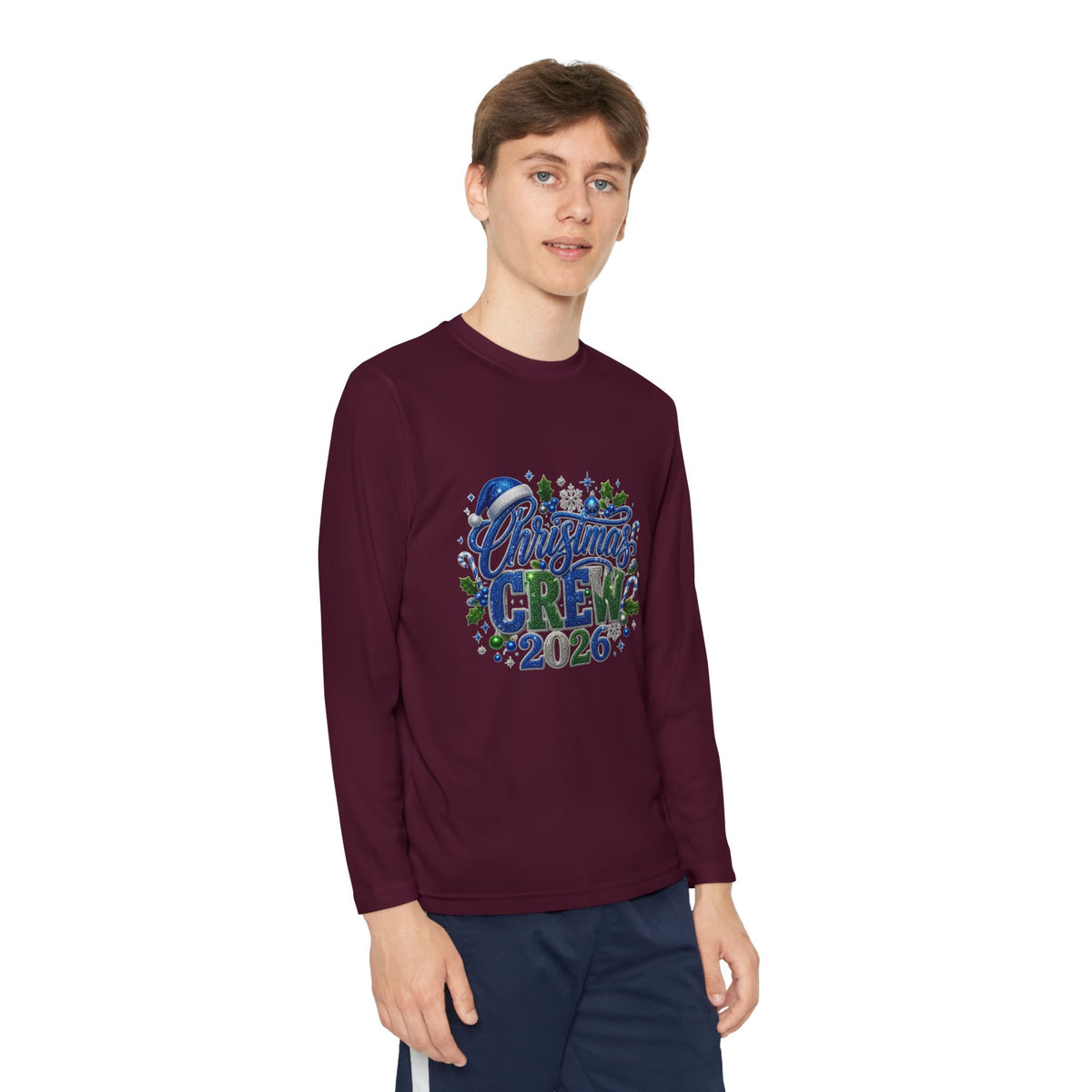Youth Long Sleeve Tee — "Christmas Crew 2026" Holiday Shirt