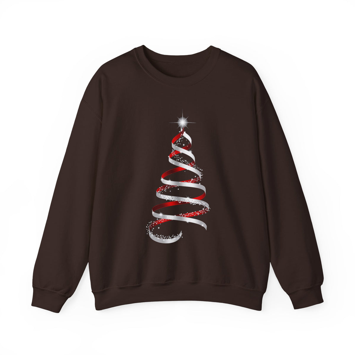 Minimal Red Ribbon Christmas Tree Sweatshirt