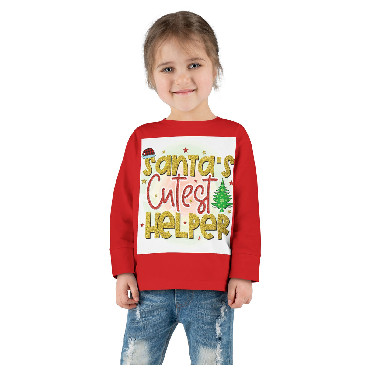 Santa's Cutest Helper Toddler Long Sleeve Tee