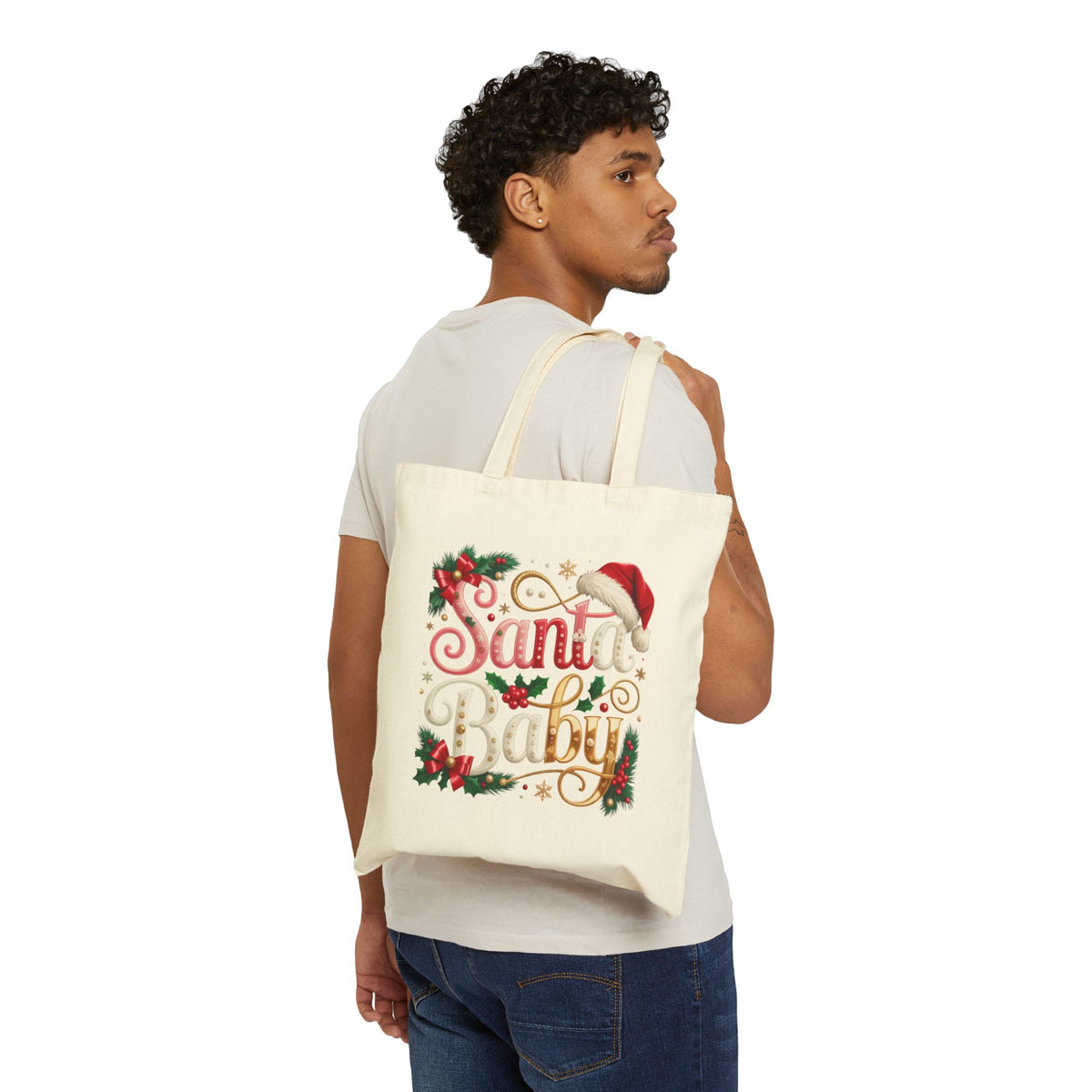 Tote Bag — 'Santa Baby' Festive Christmas Canvas Tote