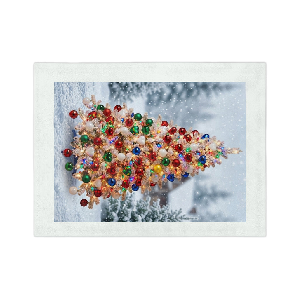 Christmas Tree Velveteen Microfiber Blanket — Festive Snowy Holiday Throw