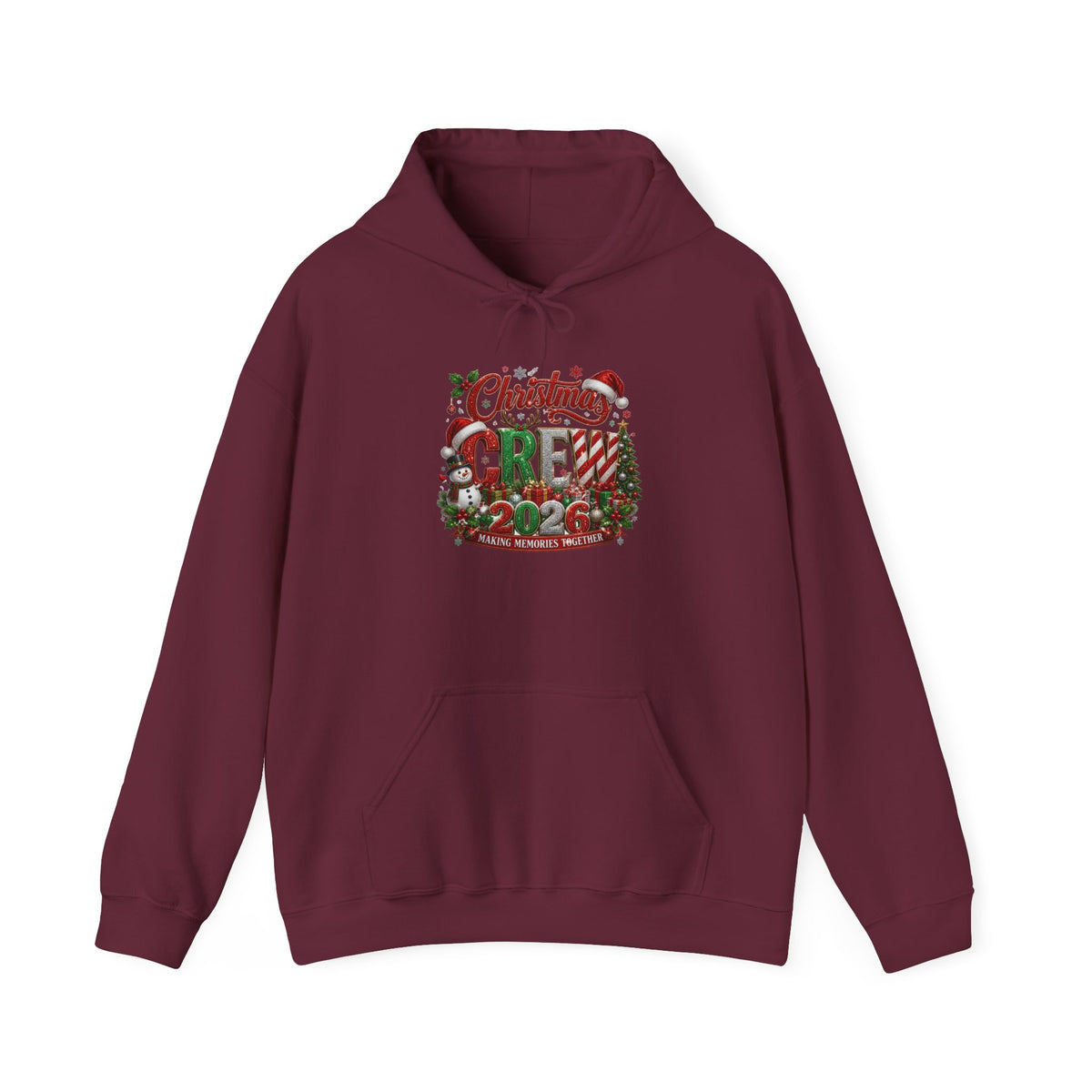 Christmas Crew Hoodie - Festive Pinecone & Wreath Holiday Sweatshirt