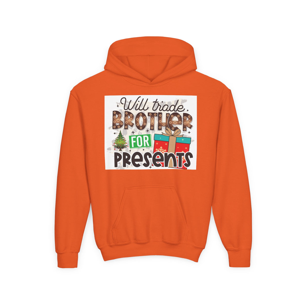 Kid’s Christmas Hoodie - "Will Trade Brother for Presents" Holiday Sweatshirt