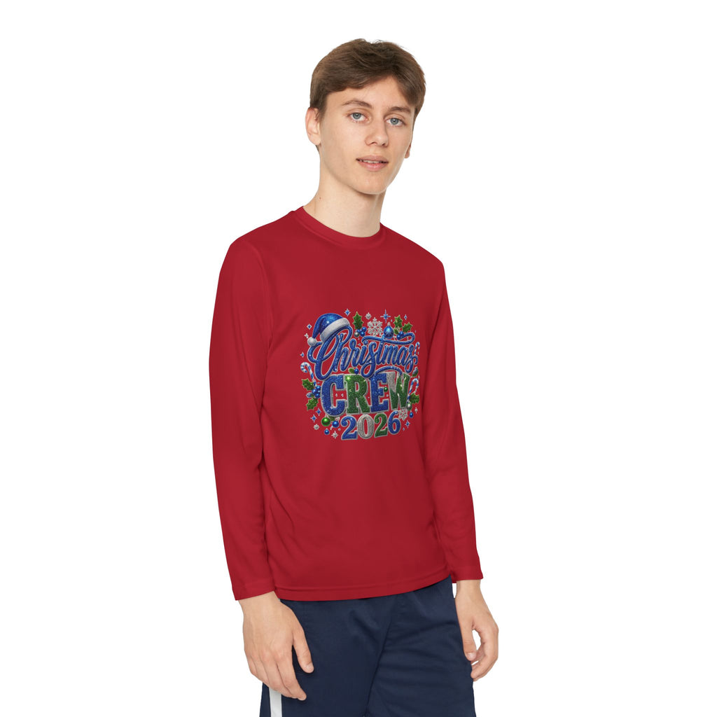 Youth Long Sleeve Tee — "Christmas Crew 2026" Holiday Shirt