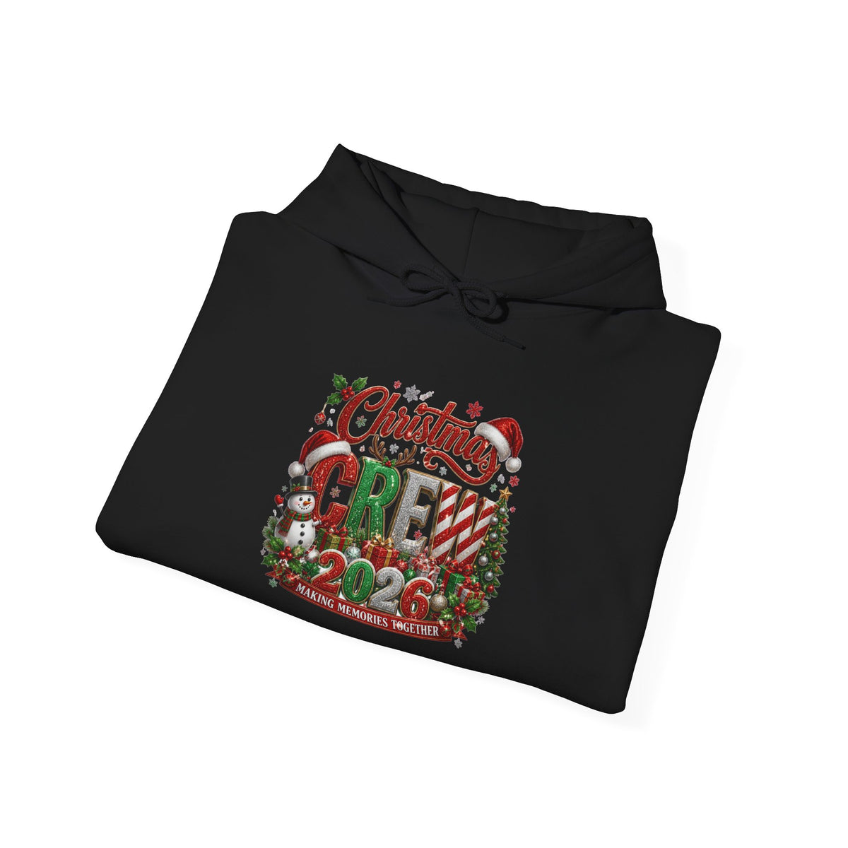 Christmas Crew Hoodie - Festive Pinecone & Wreath Holiday Sweatshirt