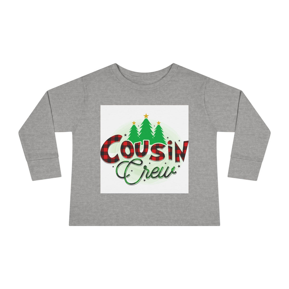 Cousin Crew Toddler Long Sleeve Tee — Christmas Plaid Holiday Shirt for Kids