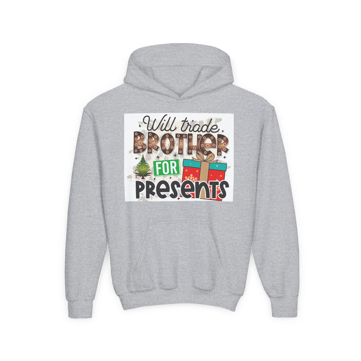 Kid’s Christmas Hoodie - "Will Trade Brother for Presents" Holiday Sweatshirt