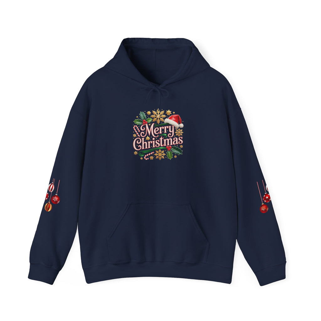 Christmas Hoodie - 'Merry Christmas' Festive Holiday Santa Hat & Holly Pullover
