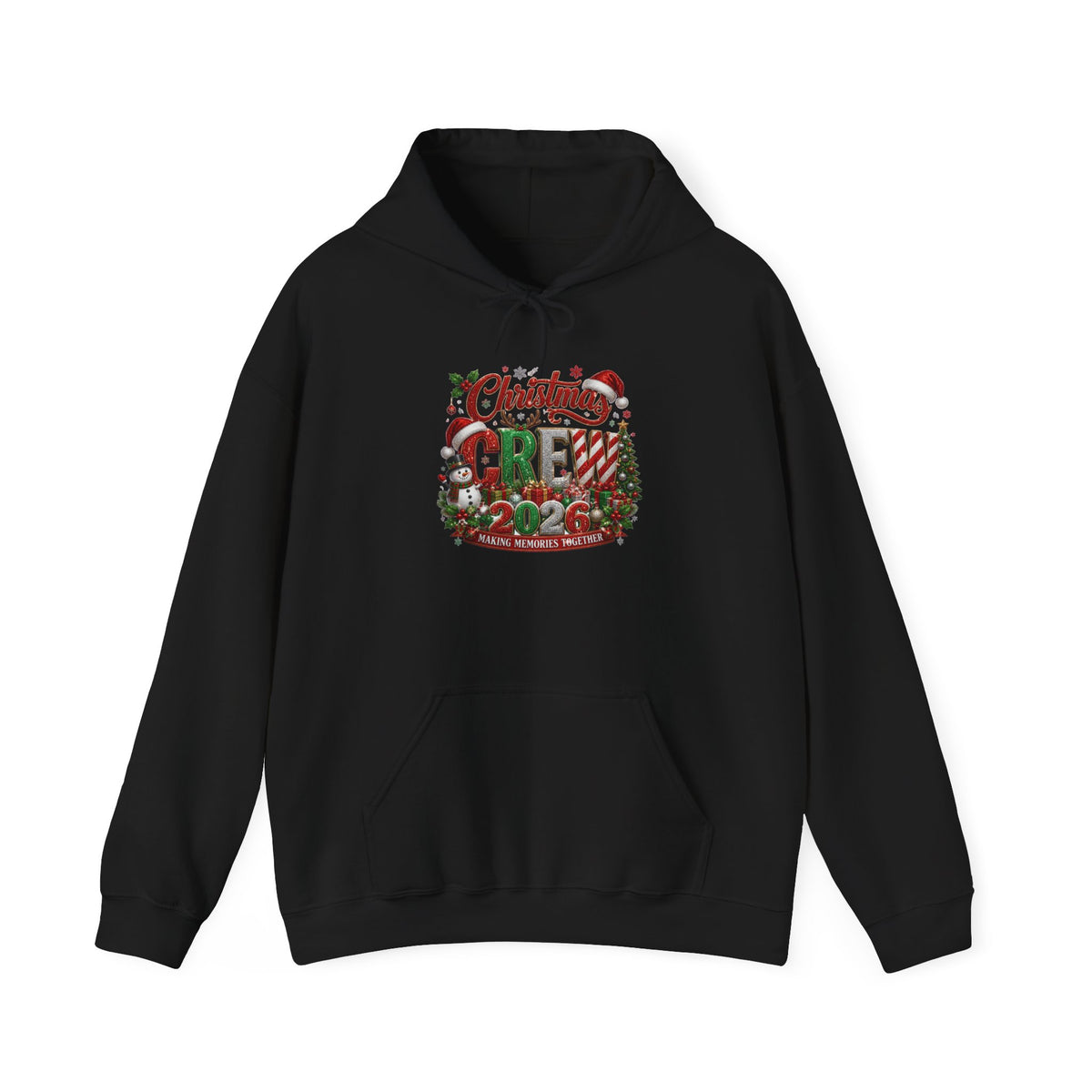 Christmas Crew Hoodie - Festive Pinecone & Wreath Holiday Sweatshirt
