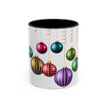 Holiday Ornament Accent Coffee Mug — Colorful Hanging Baubles 11/15oz