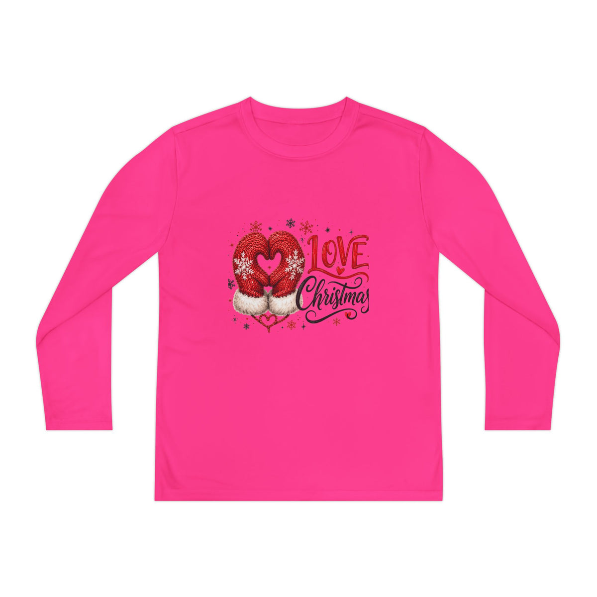 Youth Long Sleeve Tee - "Love Christmas" Festive Heart Gnome Design