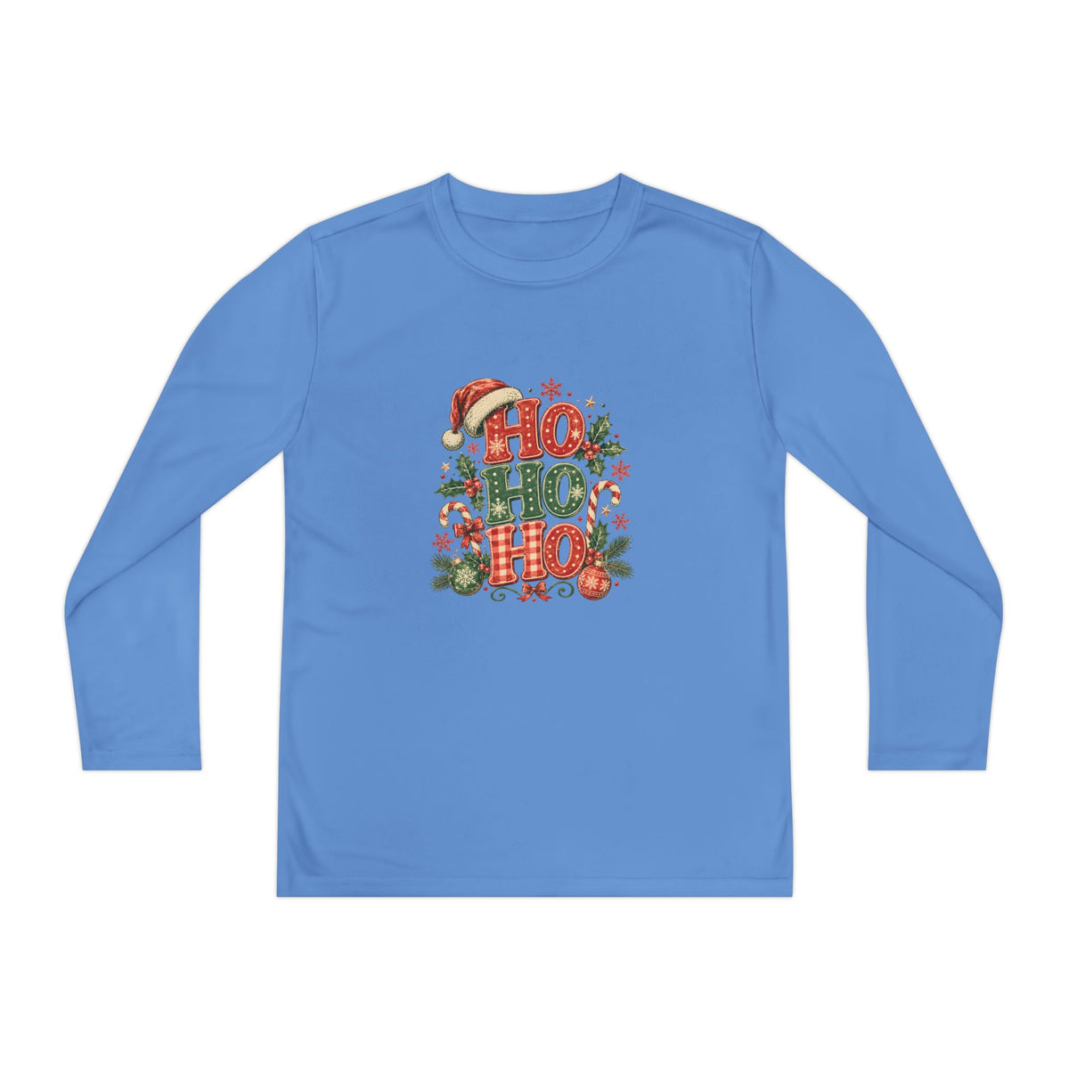 Kids Christmas Long Sleeve Tee — 'Ho Ho Ho' Holiday Graphic