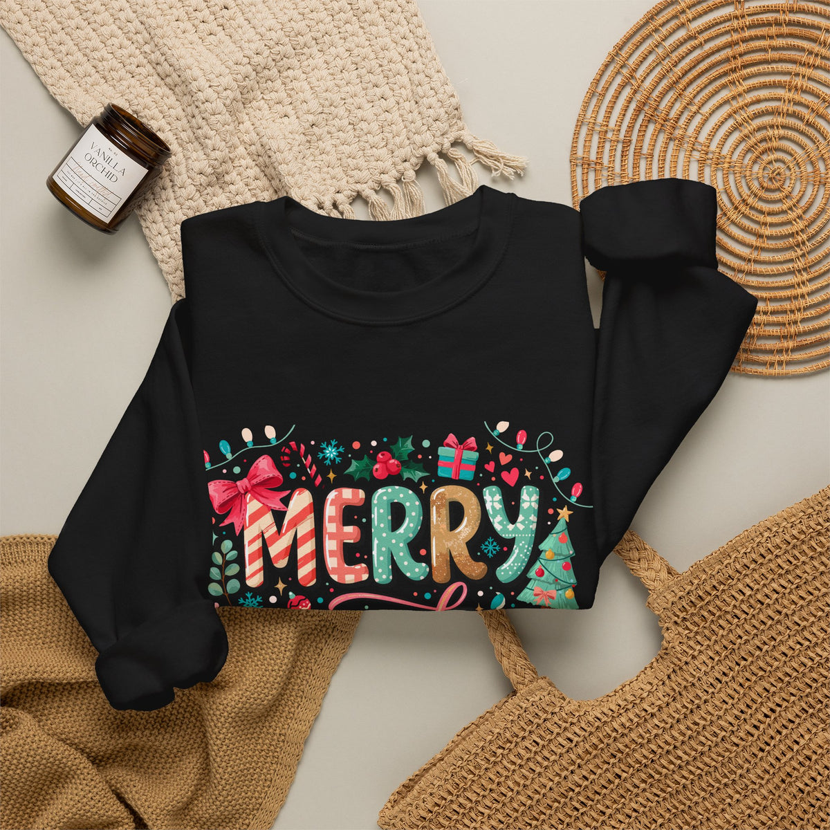 Merry and Bright Sweatshirt — Christmas Holiday Crewneck