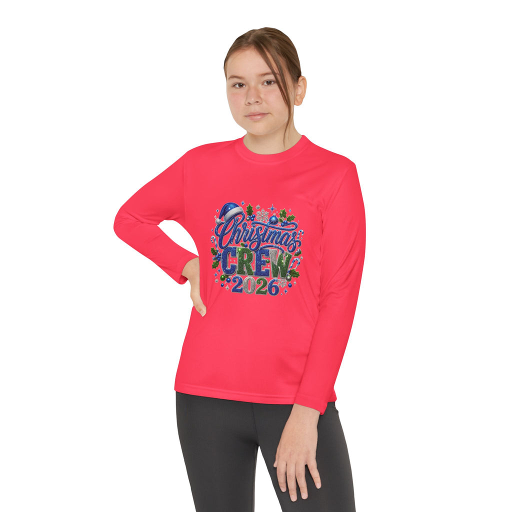 Youth Long Sleeve Tee — "Christmas Crew 2026" Holiday Shirt