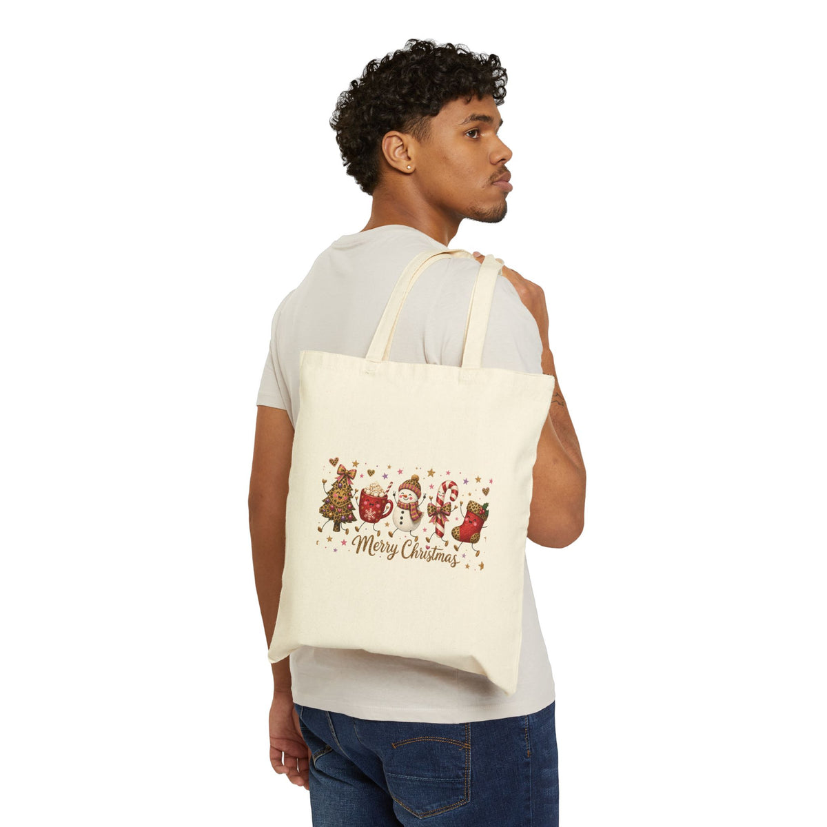 Christmas Characters Canvas Tote — Merry Christmas Holiday Market Bag