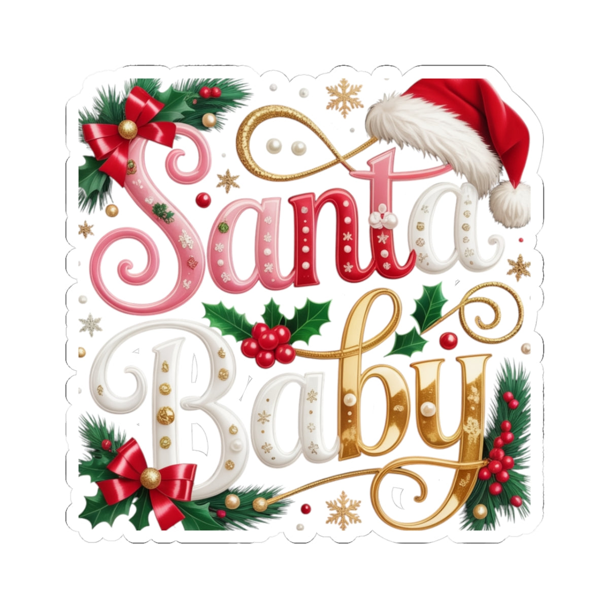 Santa Baby Christmas Sticker — Festive Kiss-Cut Holiday Decal