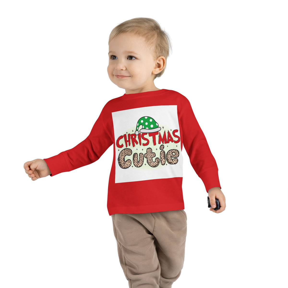 Toddler Long Sleeve Tee — "Christmas Cutie" Holiday Shirt
