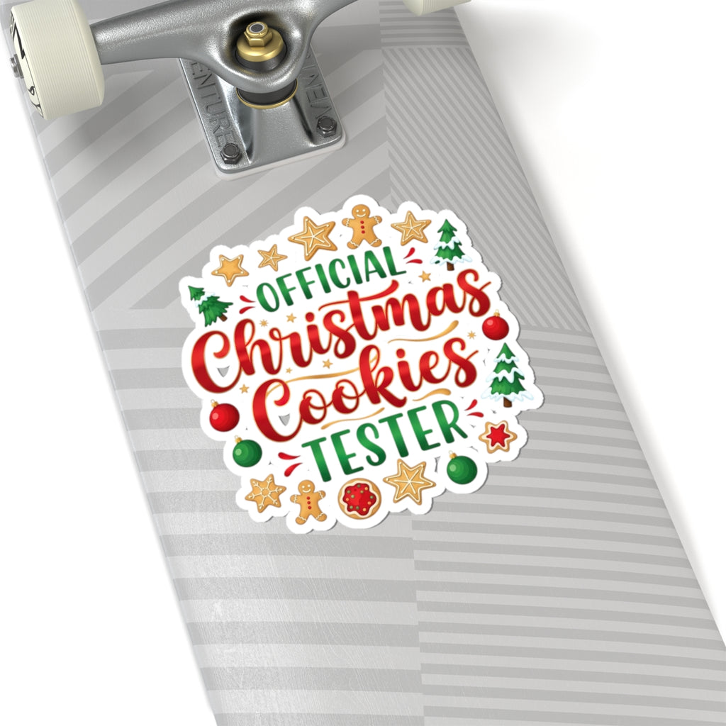 Official Christmas Cookies Tester Sticker - Festive Holiday Kiss-Cut Decal