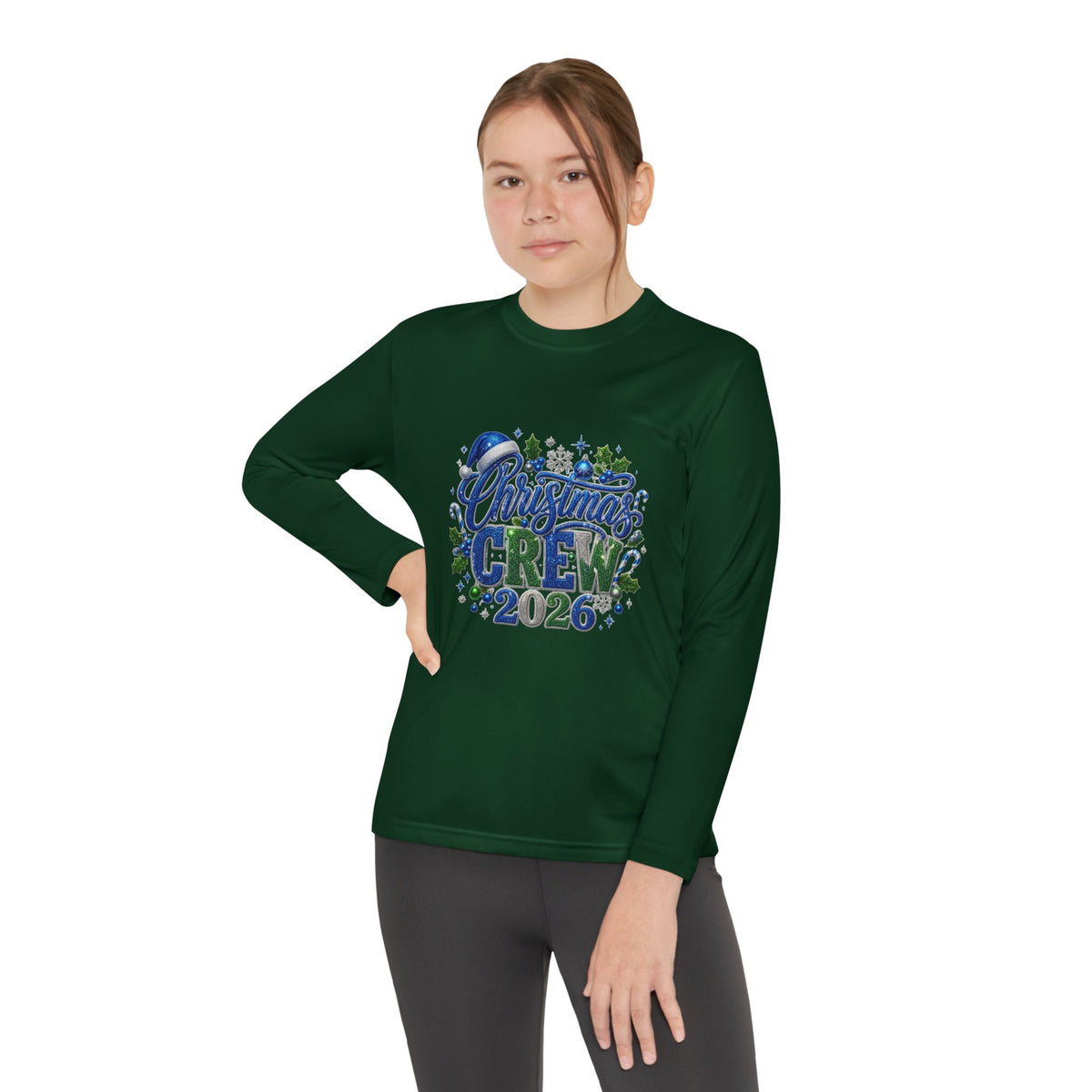 Youth Long Sleeve Tee — "Christmas Crew 2026" Holiday Shirt