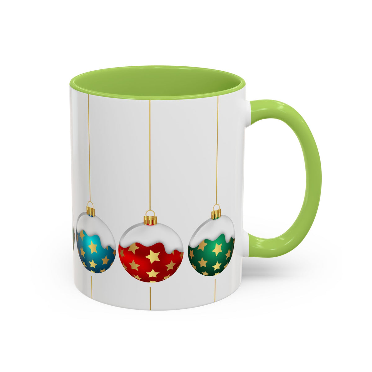 Holiday Ornament Accent Coffee Mug — Festive Christmas Baubles (11/15oz)
