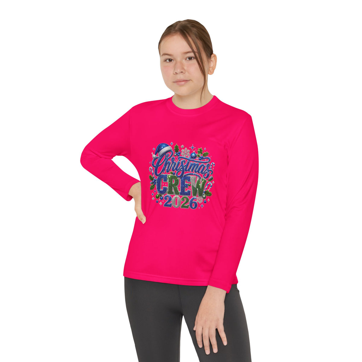 Youth Long Sleeve Tee — "Christmas Crew 2026" Holiday Shirt