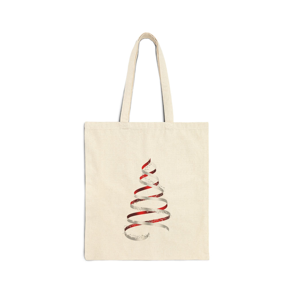 Canvas Tote Bag – Minimal Red Ribbon Christmas Tree Holiday Shopper