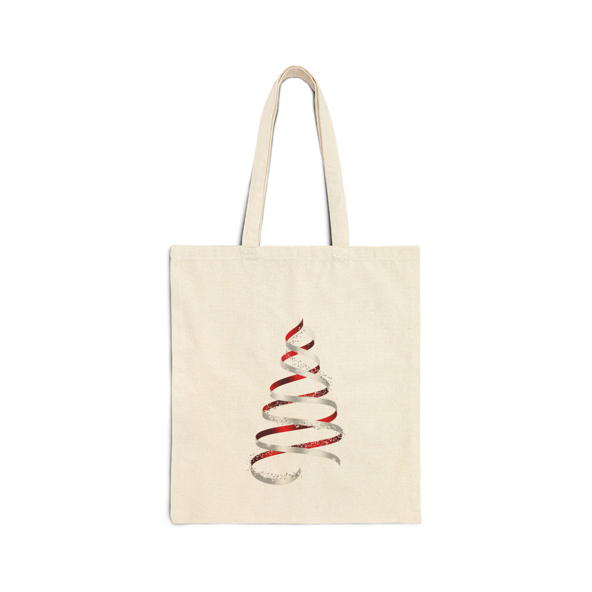 Canvas Tote Bag – Minimal Red Ribbon Christmas Tree Holiday Shopper