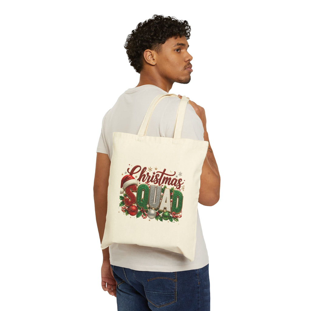 Christmas Squad Tote Bag – Festive Holiday Cotton Canvas Gift Tote