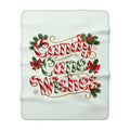 Candy Cane Wishes Sherpa Fleece Blanket — Cozy Christmas Holiday Throw
