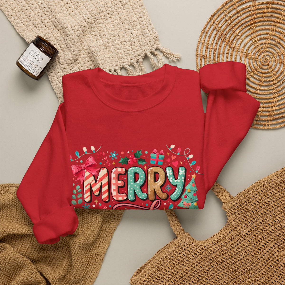 Merry and Bright Sweatshirt — Christmas Holiday Crewneck