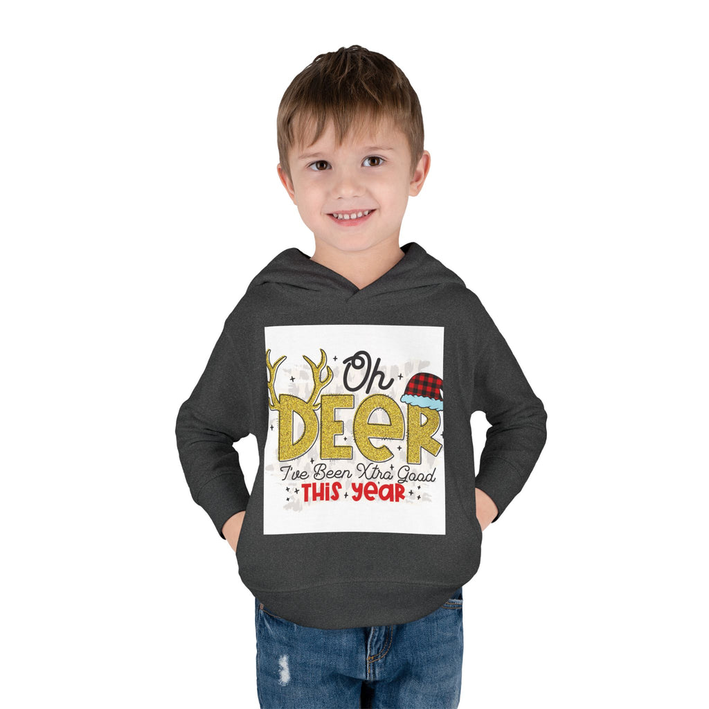 Toddler Hoodie — "Oh Deer I've Been Extra Good This Year" Christmas Pullover