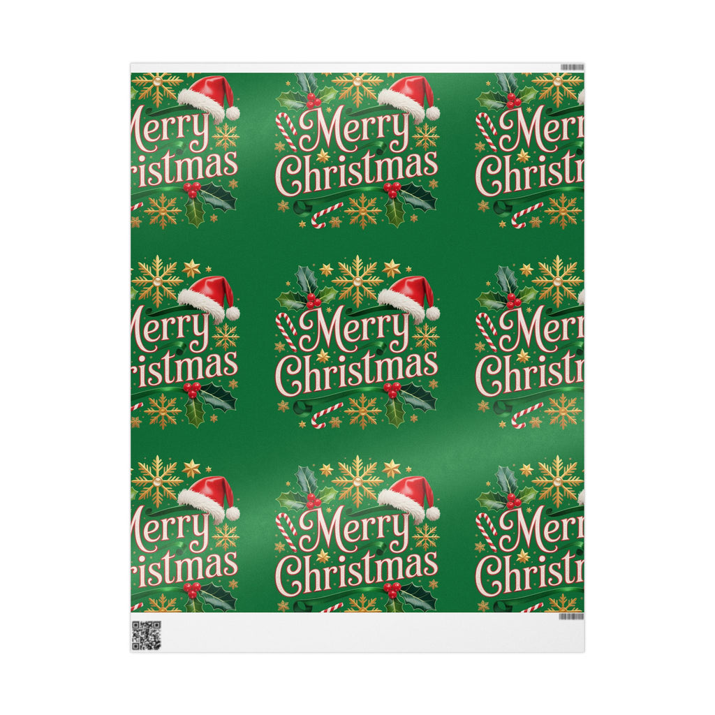 Merry Christmas Wrapping Paper – Festive Holly & Santa Hat Gift Wrap