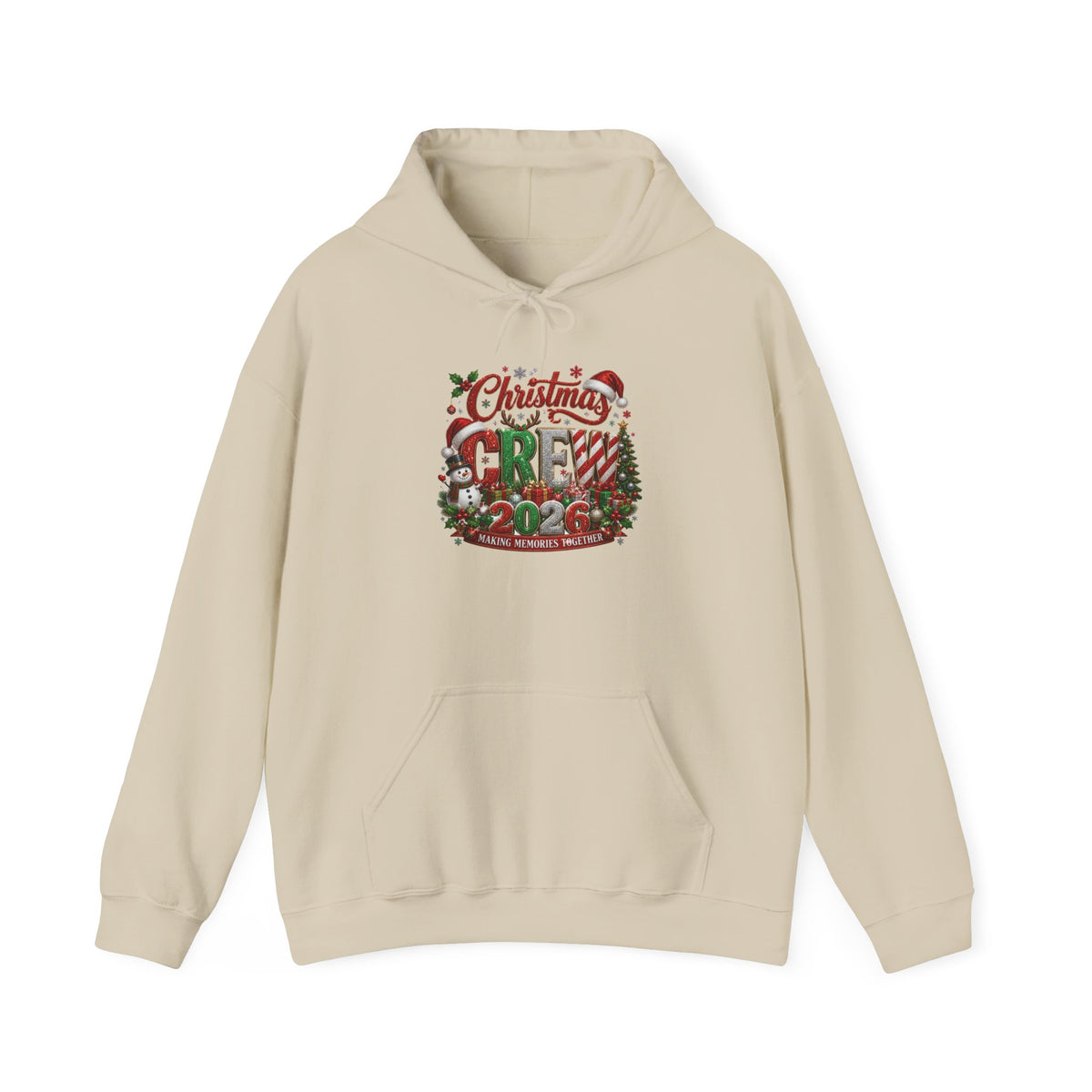 Christmas Crew Hoodie - Festive Pinecone & Wreath Holiday Sweatshirt