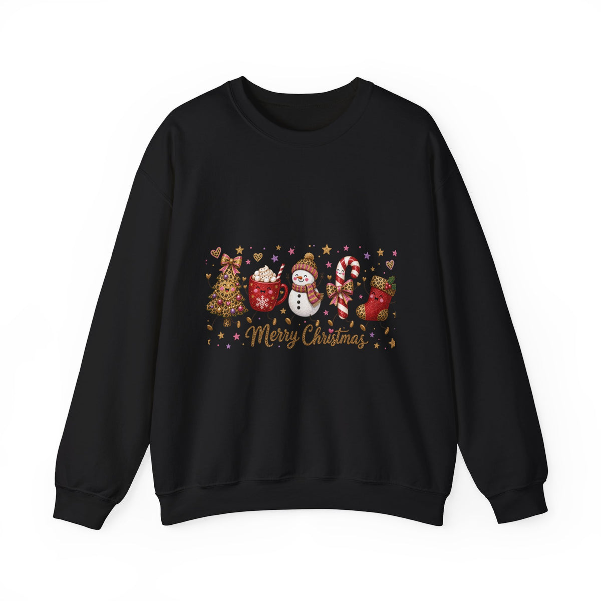 Christmas Crewneck Sweatshirt — Merry Christmas Snowman & Stocking Holiday Pullover