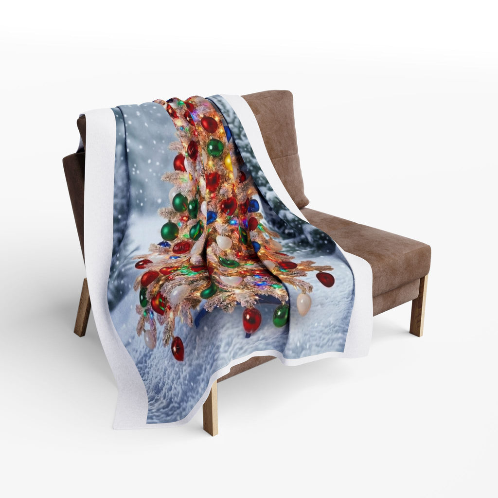 Christmas Tree Fleece Blanket — Festive Snowy Holiday Throw