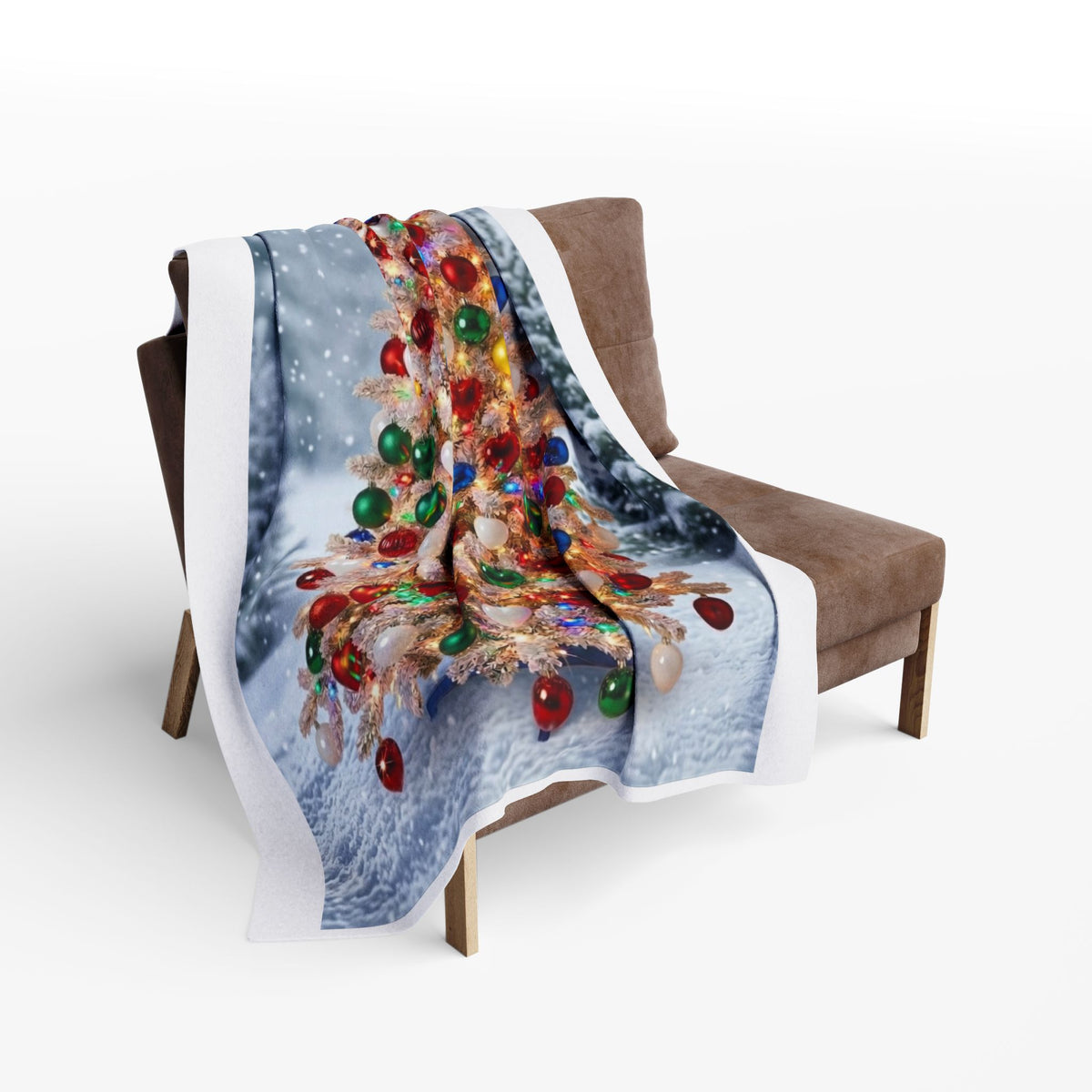 Christmas Tree Fleece Blanket — Festive Snowy Holiday Throw