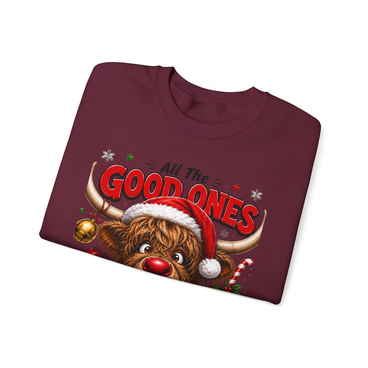 Naughty Highland Cow Christmas Sweatshirt – "All the Good Ones Are a Little Naughty"