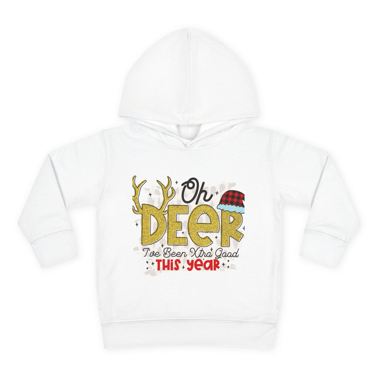 Toddler Hoodie — "Oh Deer I've Been Extra Good This Year" Christmas Pullover