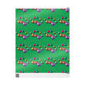 Christmas Ornament Wrapping Paper - Green Holiday Gift Wrap with Vintage Baubles