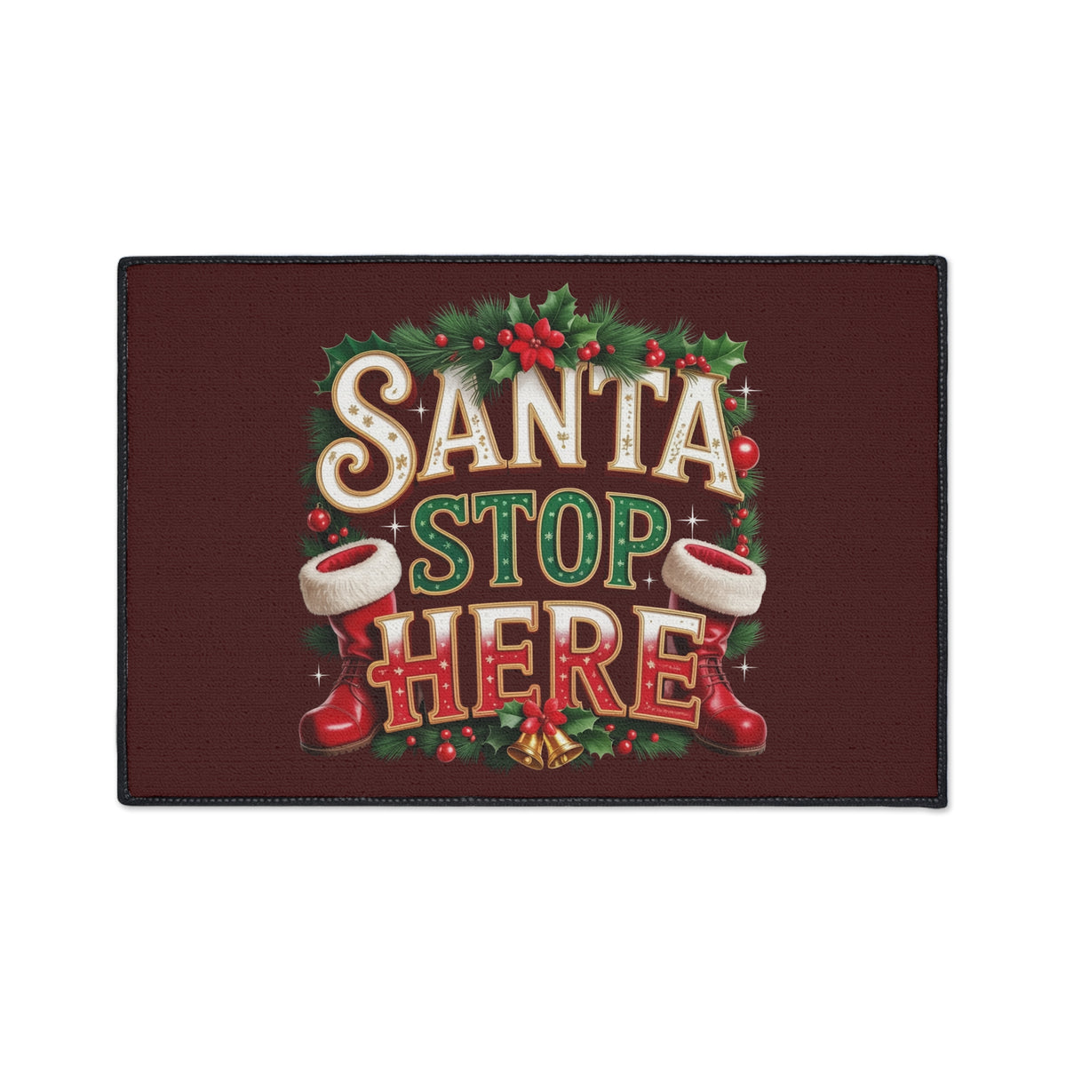 Santa Stop Here Heavy-Duty Floor Mat — Holiday Welcome Door Mat