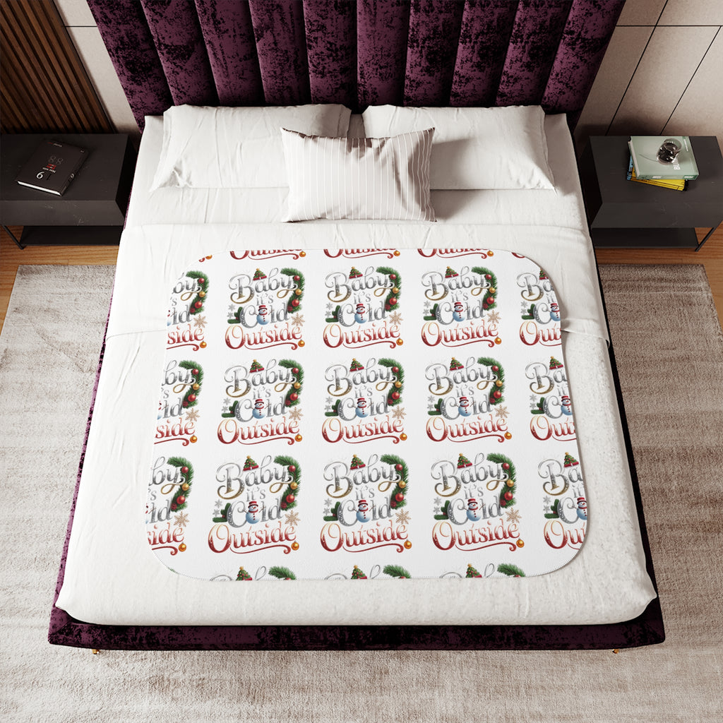Christmas Cozy Sherpa Blanket – "Busy Being Festive" Holiday Throw