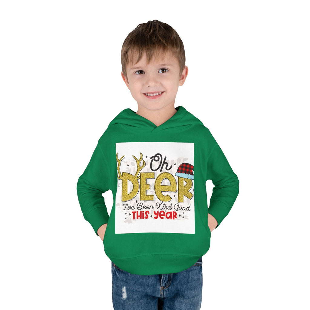 Toddler Hoodie — "Oh Deer I've Been Extra Good This Year" Christmas Pullover