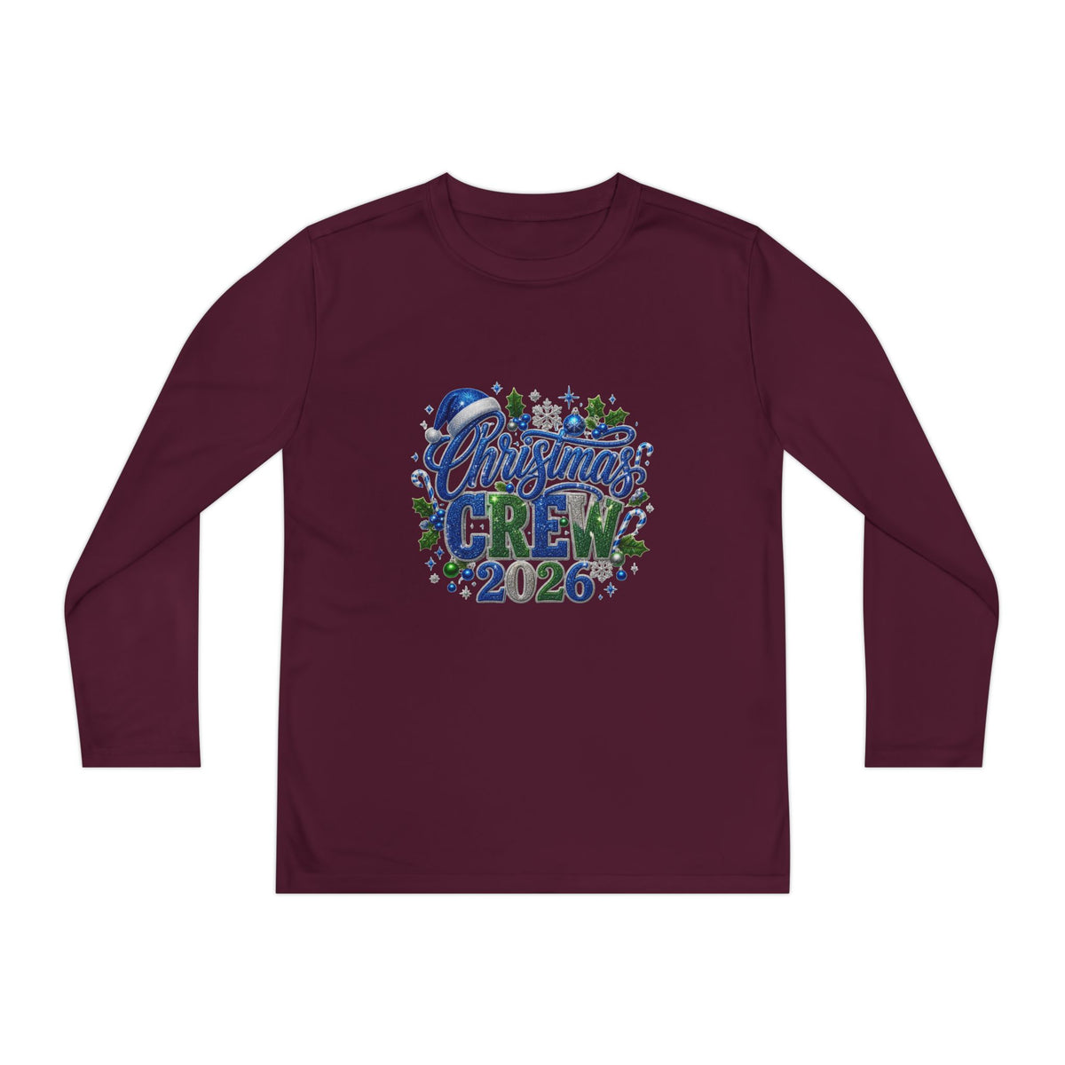 Youth Long Sleeve Tee — "Christmas Crew 2026" Holiday Shirt